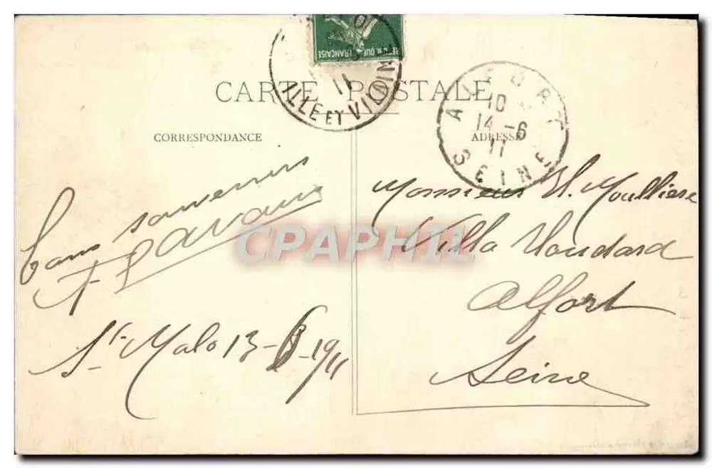 Küste von Émeraude — Das Grab von Chateaubriand — G.F. - Rückseite