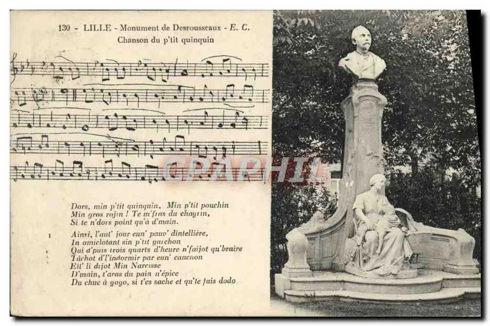 LILLE - Desrousseaux Denkmal - E. C. - Vorderseite