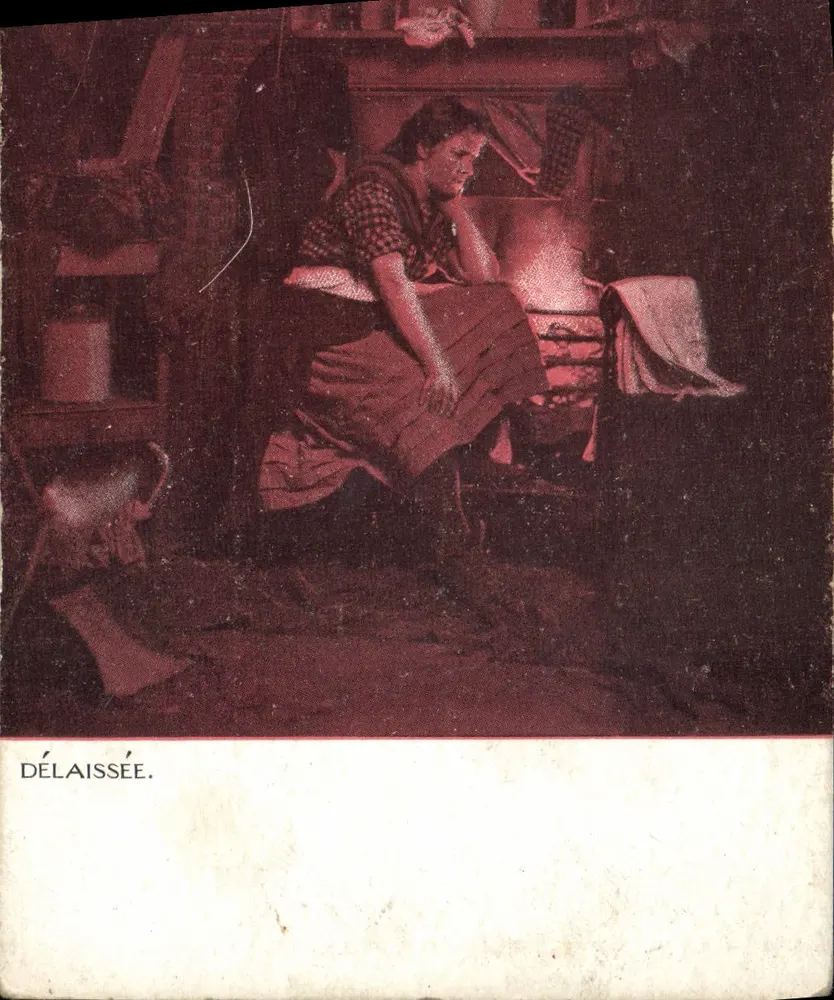 Mulher triste em uma cozinha — DÉLAISSEE — Editor: S.A. RABAHET & FILS, Paris - Frente