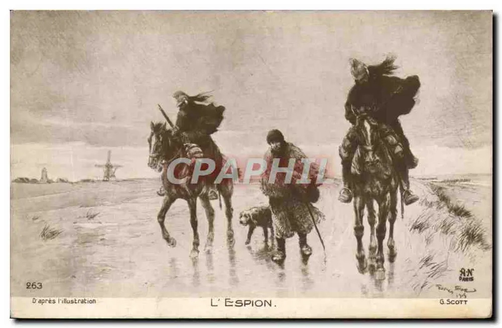 El espía — escena de guerra — G. Scott, París, n° 263 - Anverso