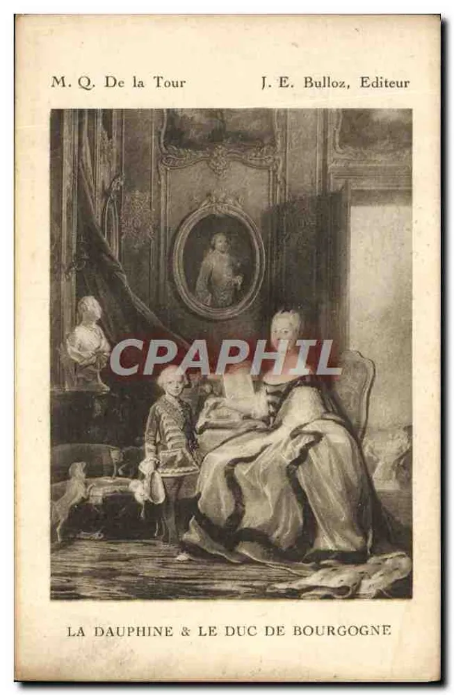 La Dauphine & Le Duc de Bourgogne — gravure de M. Q. De la Tour — J. E. Bulloz, Editeur - Recto