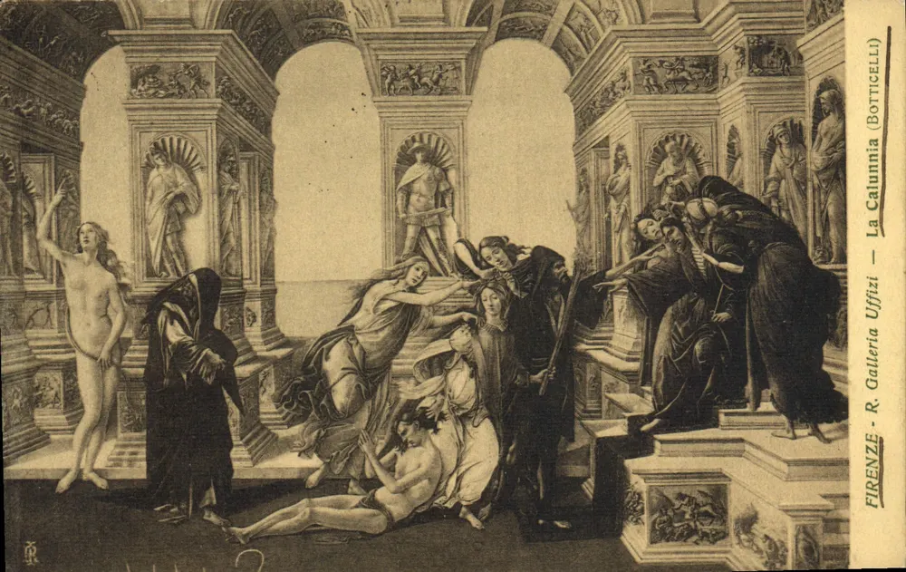 Die Verleumdung — Die Galerie der Uffizi — Florenz (Botticelli) - Vorderseite