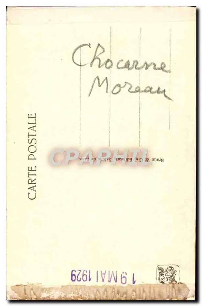 Ein Dressur — Innenraum-Szene mit zwei Kindern und einem Hund — P. Chocarne-Moreau, Nr. 0648 - Rückseite