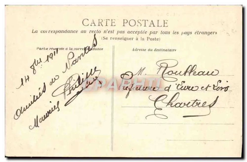 NANTES — A Prefeitura — Departamento Pange e Loire, Nantes - Verso
