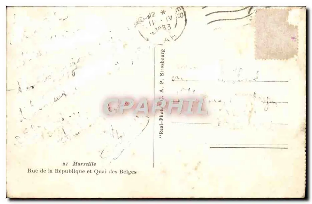 Platz der Republik — Marseille — Verlag A.P. Strasbourg - Rückseite