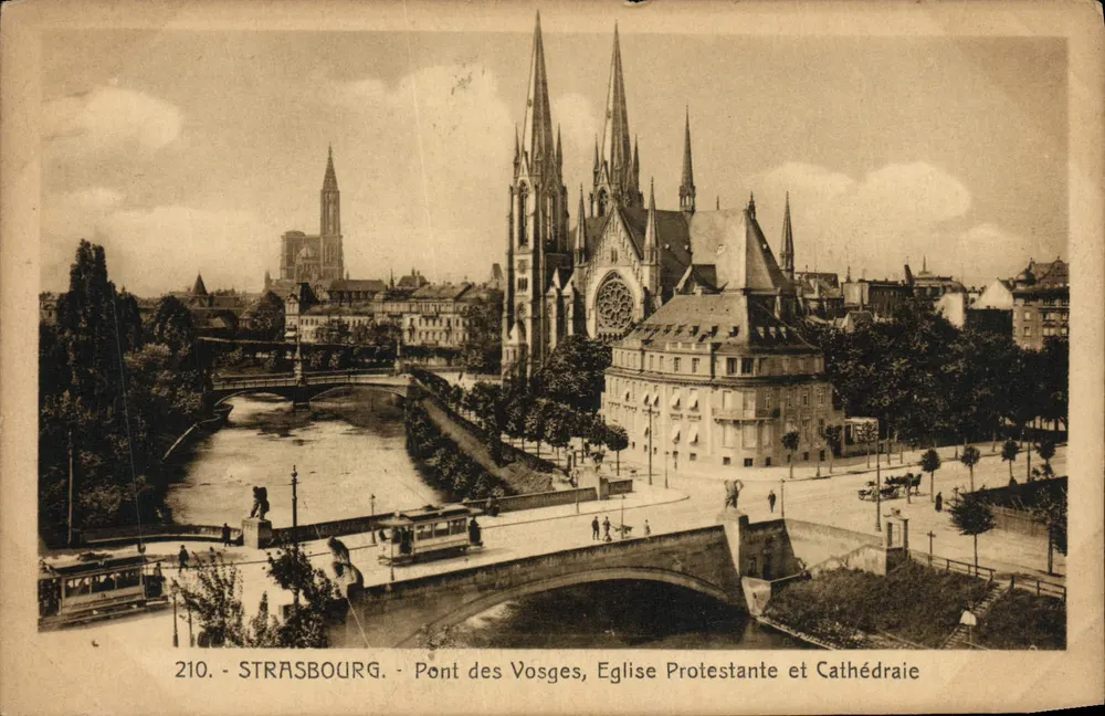 Straßburg - Pont des Vosges, evangelische Kirche und Kathedrale - Vorderseite