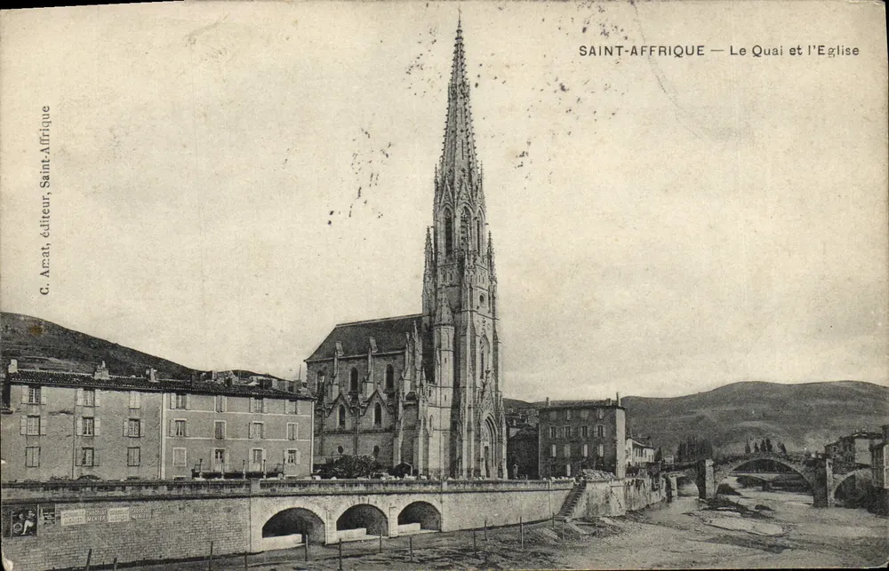 Saint-Affrique — El Muelle y la Iglesia — C. Amat, editor - Anverso