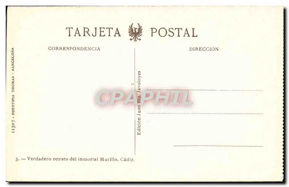 Porträt von Murillo — Ausgabe Juan Bia Javoloyes — Nr. 11307 - Rückseite