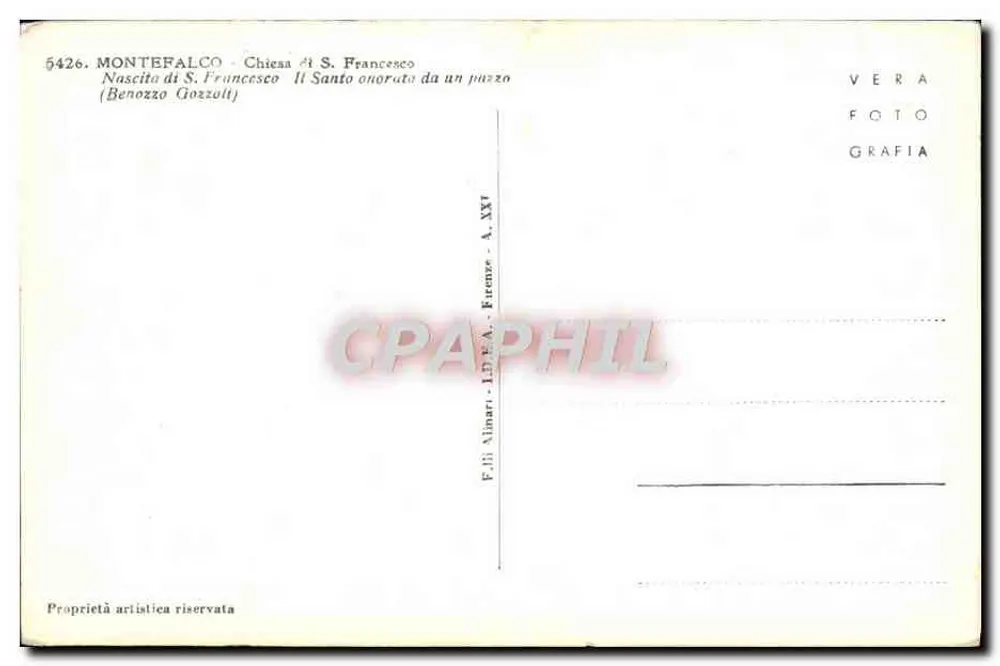 Nascita di S. Francesco — Chiesa di S. Francesco — F.18 Nimirati - Firenze - Verso