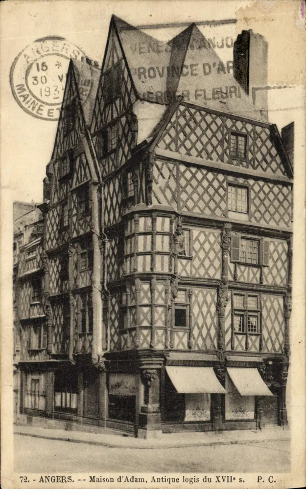 Angers — Maison d'Adam, Antikes Wohnhaus des 17. Jahrhunderts — P. C. - Vorderseite