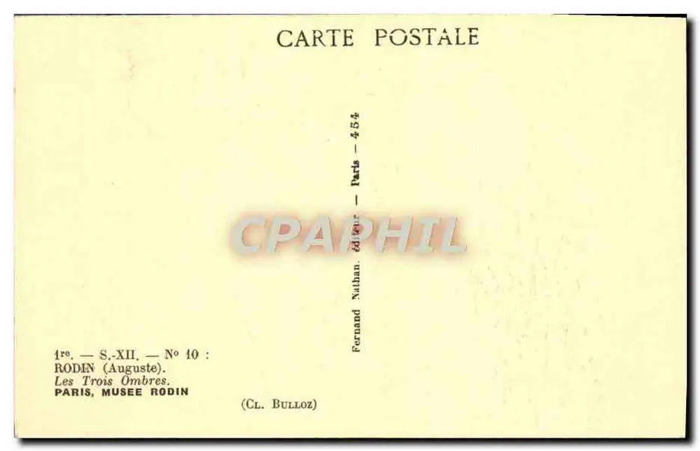 Les Trois Ombres — Rodin — Verlag Nathan, Nr. 454 - Rückseite