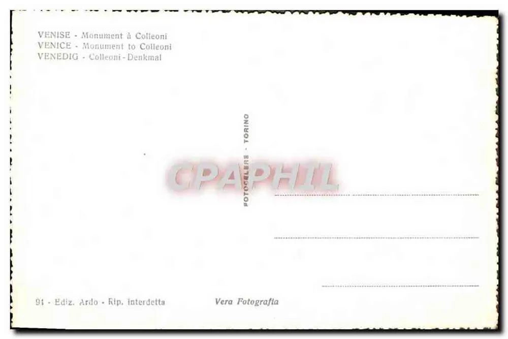 Vénérée - Monument a Colleoni — editor Ardo, série 94 - Verso
