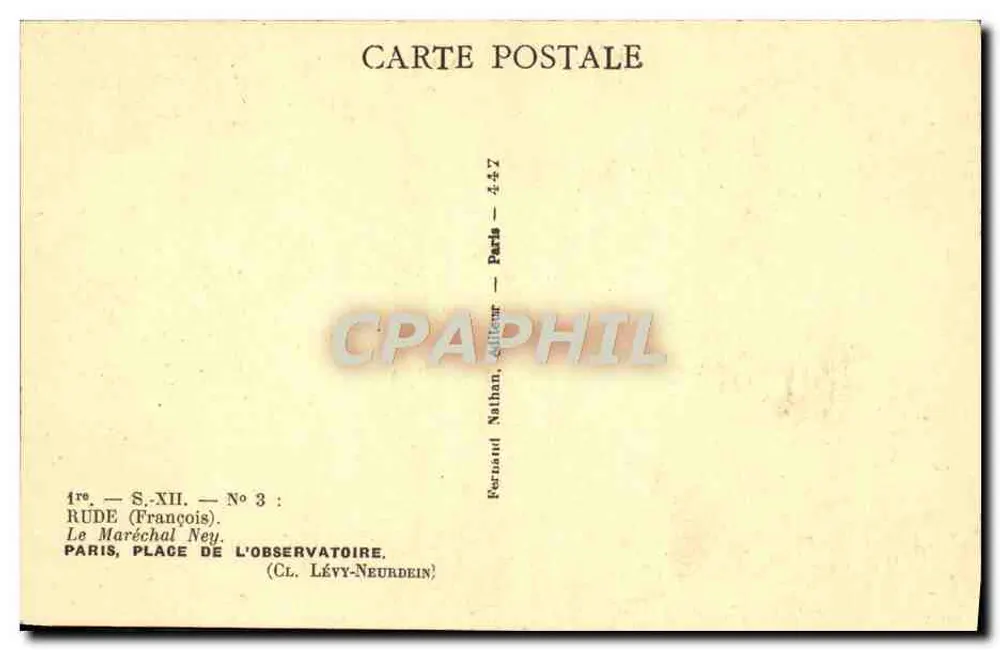 Marschall Ney — Place de l'Observatoire — Verlag Nathan, Paris - Rückseite
