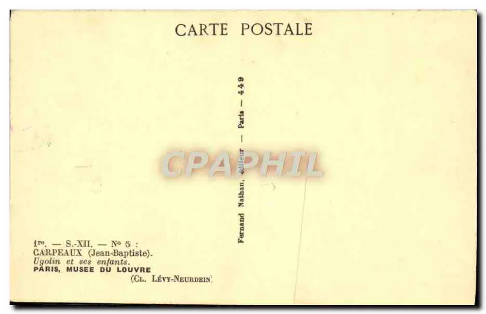 Ugolin und seine Kinder — Skulptur von Jean-Baptiste Carpeaux — Verlag Nathan, Paris - Rückseite