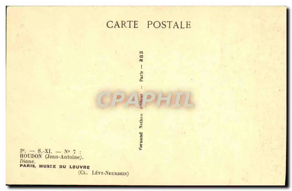 Diane — estátua de Houdon — editor Nathan, Paris, n° 7 - Verso