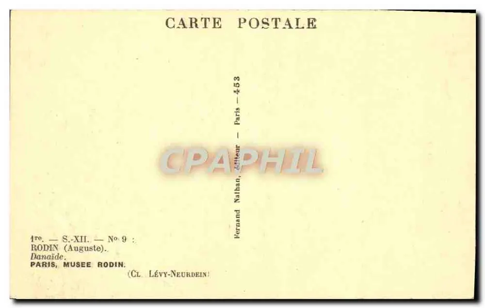Danaïde — Beeldhouwwerk van Rodin — Uitgever Nathan, n° 453 - Achterkant