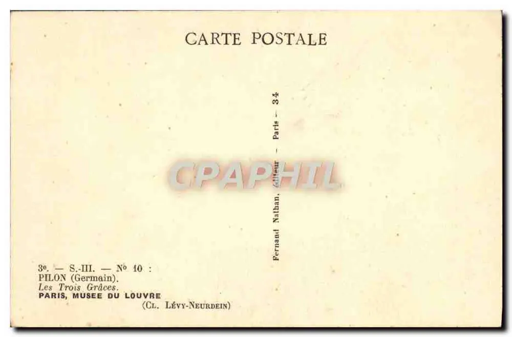 As Três Graças — Museu do Louvre — editor Pilon (Germain) n°40 - Verso