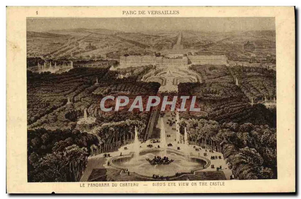 Park van Versailles — Het panorama van het kasteel — Braun & Cie, Parijs - Voorkant