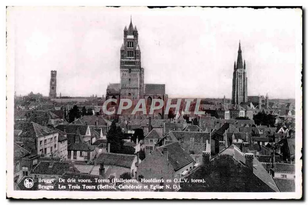 Brügge — Les Trois Tours (Glockenturm, Kathedrale und Kirche N.D.) — Ern. Thill, Brüssel, n° 6 - Vorderseite