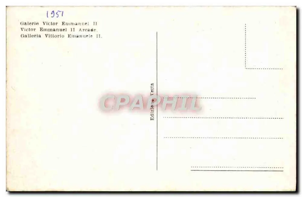 Mailand - Galleria Vittorio Emanuele II — Verlag Vetta, Seriennummer 1951 - Rückseite