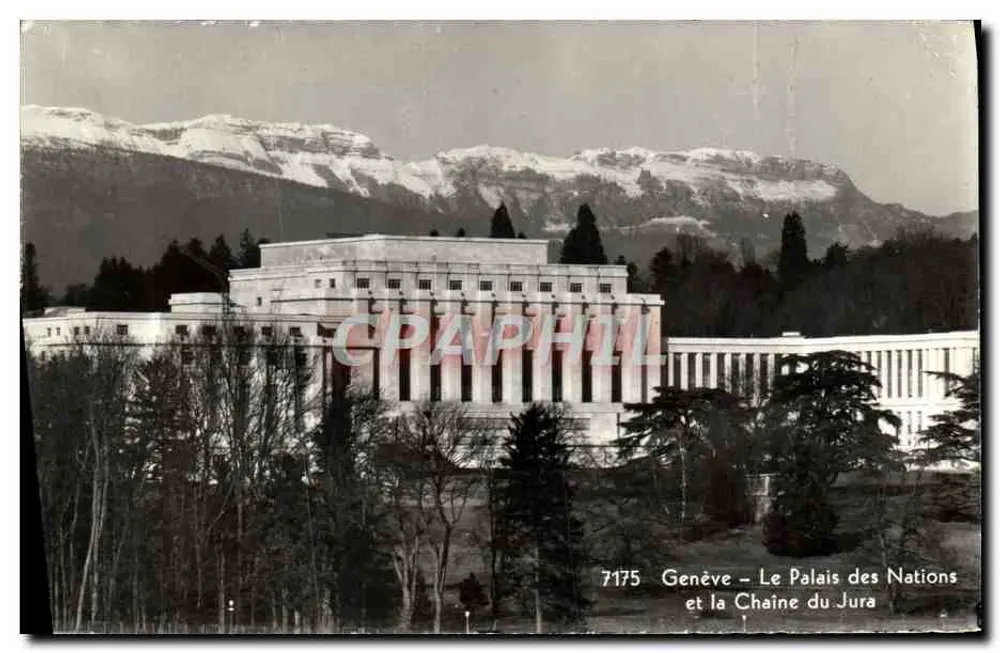 Genf — Das Palais der Nationen und die Kette des Jura — Éditions Jaeger - Vorderseite