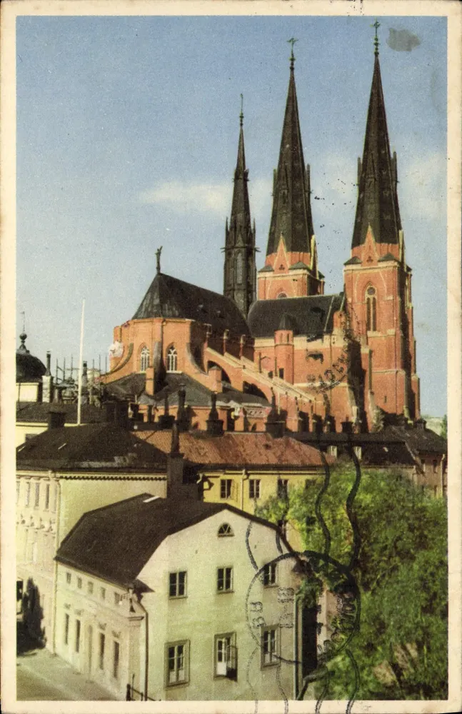 Catedral de Uppsala — vista desde Gamla Torget — Sagokonst, n°49 - Frente