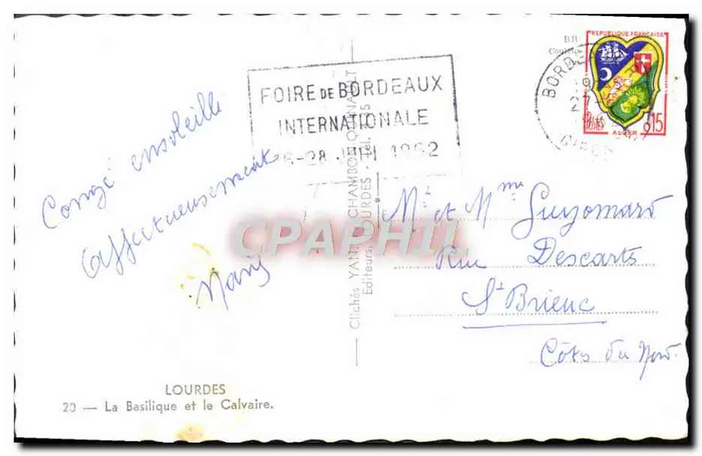 Lourdes — A Basílica e o Calvário — Cliché YAN - Verso