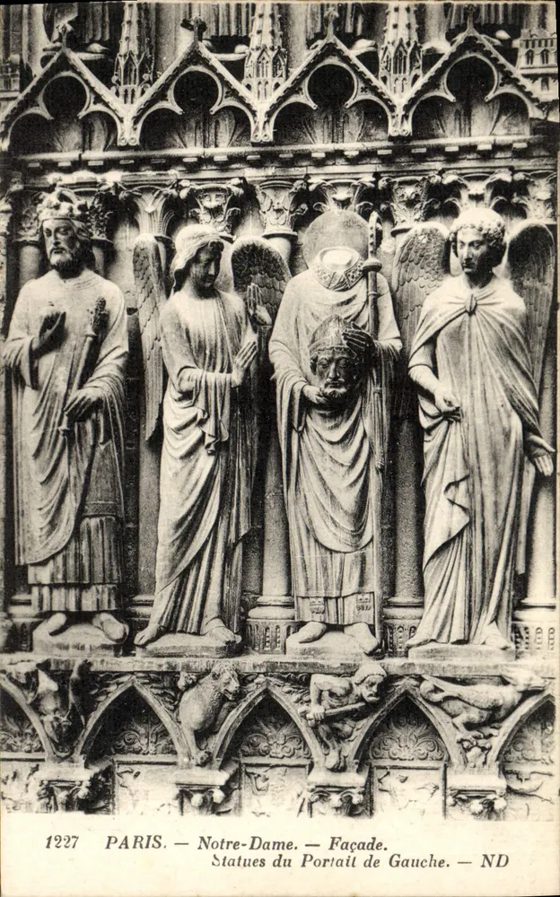 Paris — Notre-Dame — Linke Fassade — Statuen des Portals — ND 1227 - Vorderseite