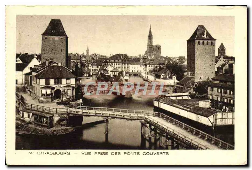 Strasbourg — Vue prise des ponts couverts — Imp. Ed. Braun & Cie, Strasbourg, n°52 - Vorderseite