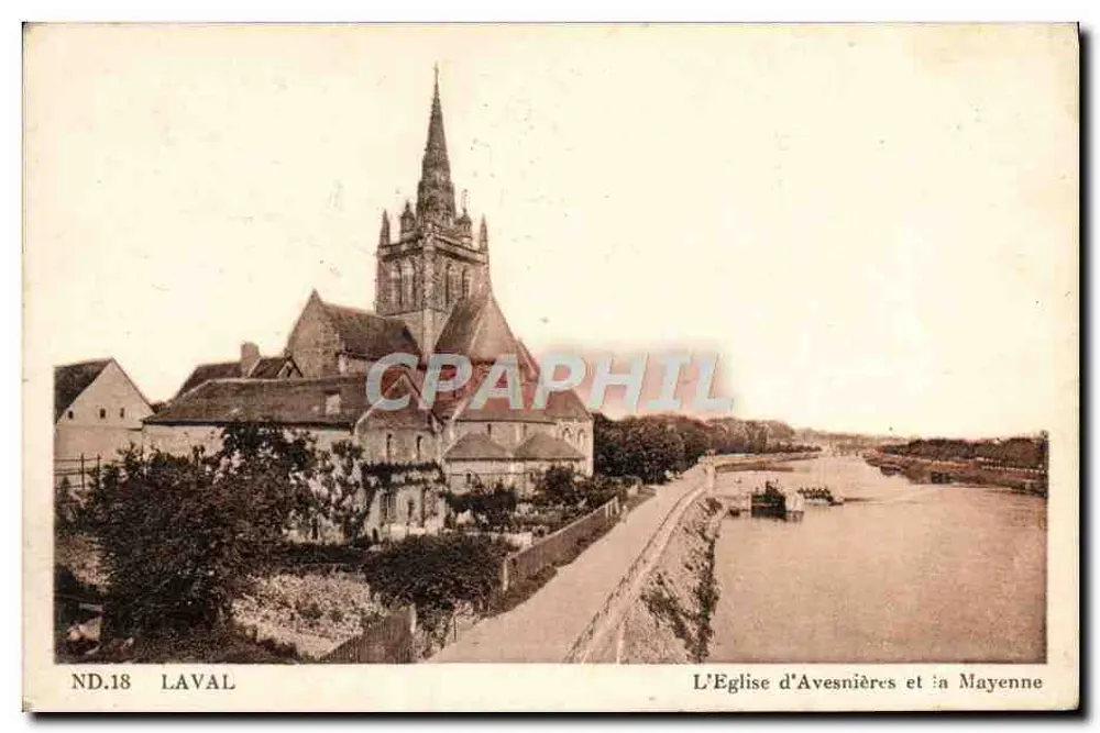 Die Kirche von Avesnières und die Mayenne — Die Tal der Mayenne — Verlag: Die Tal der Mayenne, ND.18 - Vorderseite