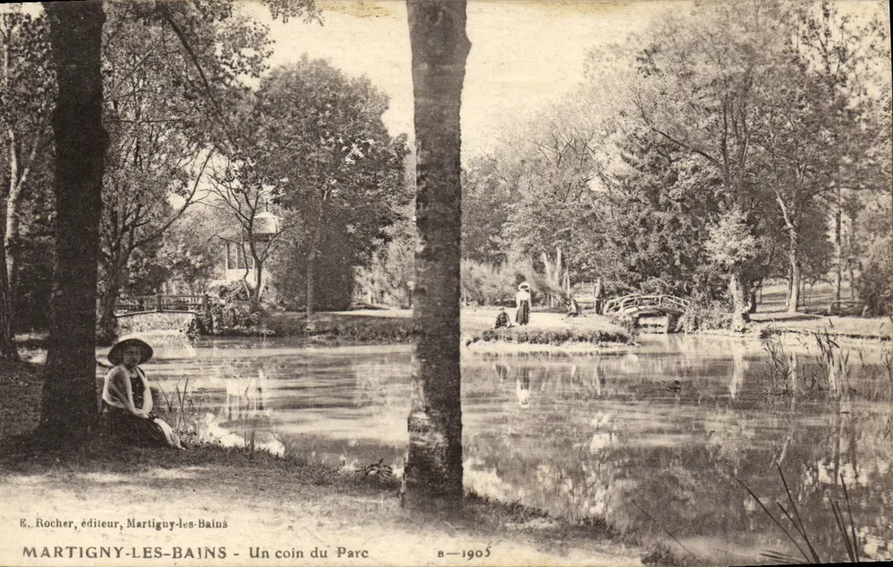 Martigny-les-Bains — Un rincón del Parque — E. Rocher, editor, Martigny-les-Bains, n°8 - Anverso