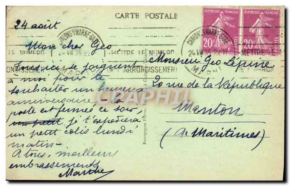 Chalons-sur-Marne (Marne) — Schule für Künste und Handwerke (Hauptportal) — Edithoff J.-B. - Rückseite