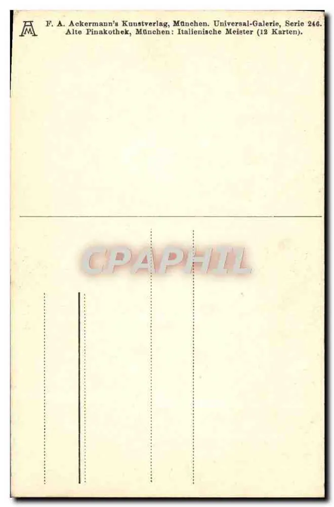 Retrato do artista — Palma Vecchio — (Munique) — editor F.A. Ackermann's Kunstverlag, série 246 - Verso