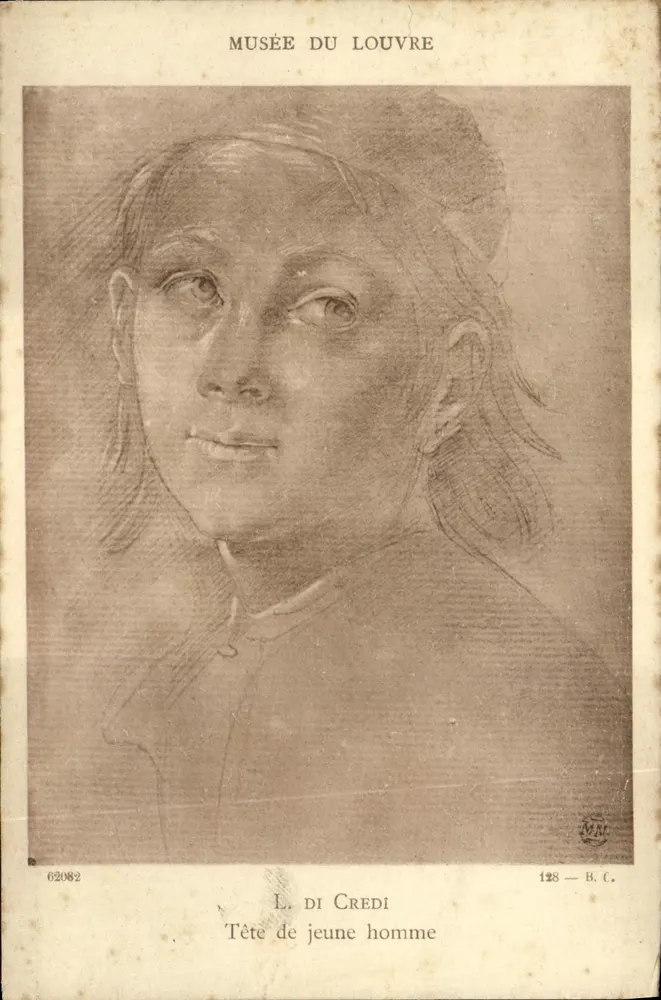 Kopf eines jungen Mannes — L. Di Credi — Musée du Louvre, Serie B.C. n°128 - Vorderseite