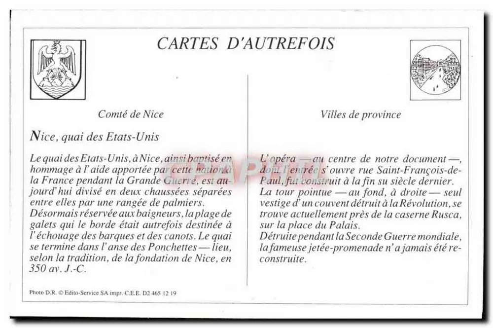 NICE — Der Quai des États-Unis und die Promenade-Jetée — Édito-Service SA, Nr. 184 - Rückseite