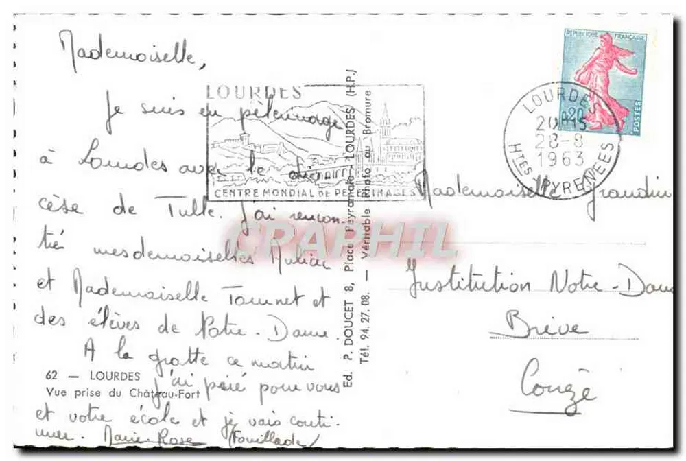 Visão tirada do Castelo-Forte — Lourdes — Edlyux - Verso