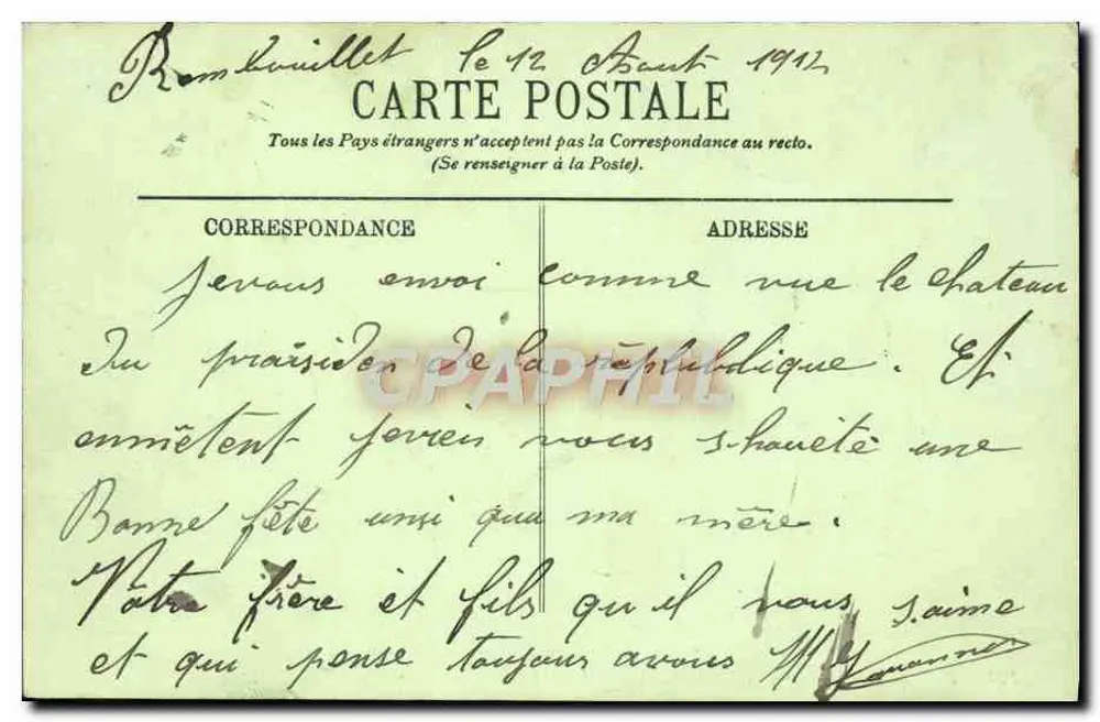 Rambouillet — O Castelo, lado oeste — LL. n°114 - Verso