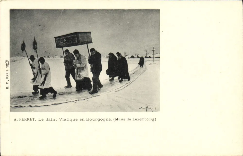 Das Heilige Viaticum in der Burgund — Nachbildung eines Gemäldes — A. Perret, B.F. Paris - Vorderseite