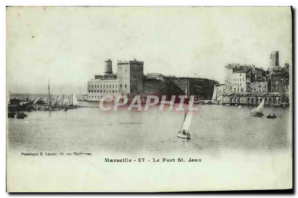 Marselha - O Forte Saint Jean — Fototipia E. Lacour, 19 rue Thubonnau, n°37 - Frente