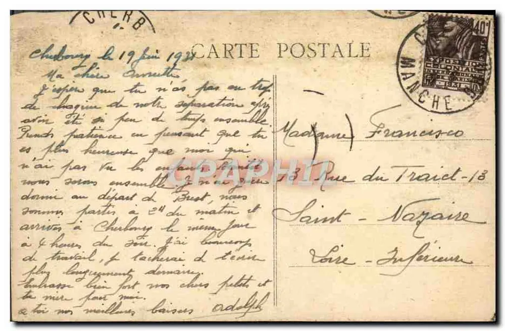 Cherbourg - Panorama der Bucht und des Hafens — Sammlung A. De Aditeure, Chéron - Rückseite