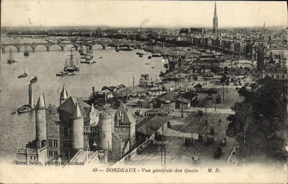 Bordeaux — Vista geral dos Quais — Marcel Delboy, fototipia, Bordeaux, n°49 - Frente