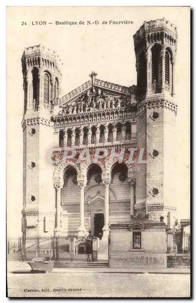 LYON — Basílica de N.-D. de Fourvière — Carrier, editor modelo depositado - Frente