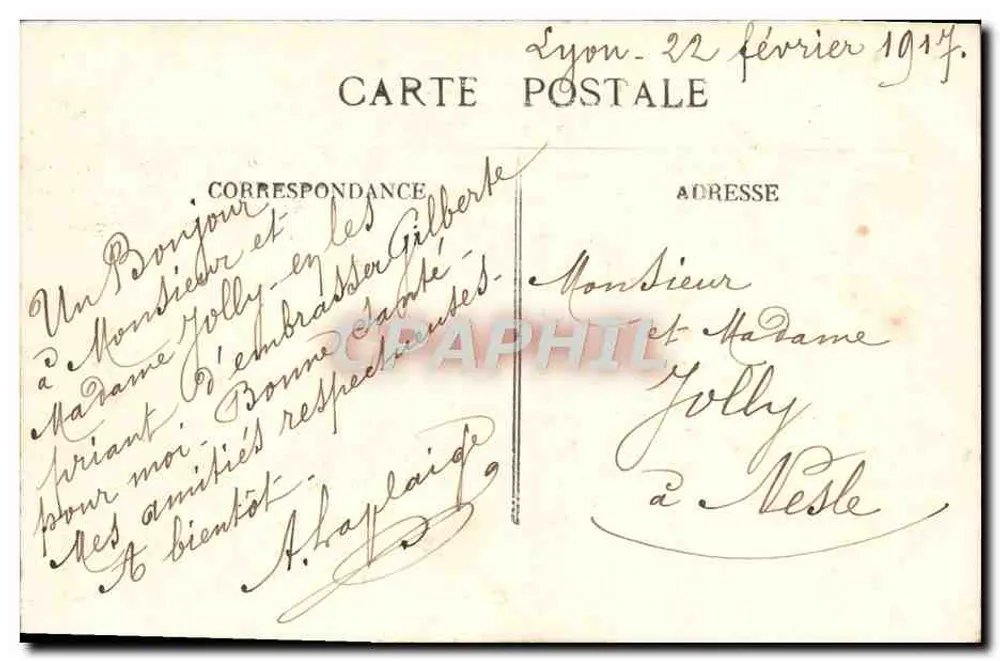 LYON — Vier Ansichten: Der Parc de la Tête d'Or, die Chaise des Gardes, das Palais de Justice, die Place de la République und das Monument Carnot — E. C. L. - Rückseite