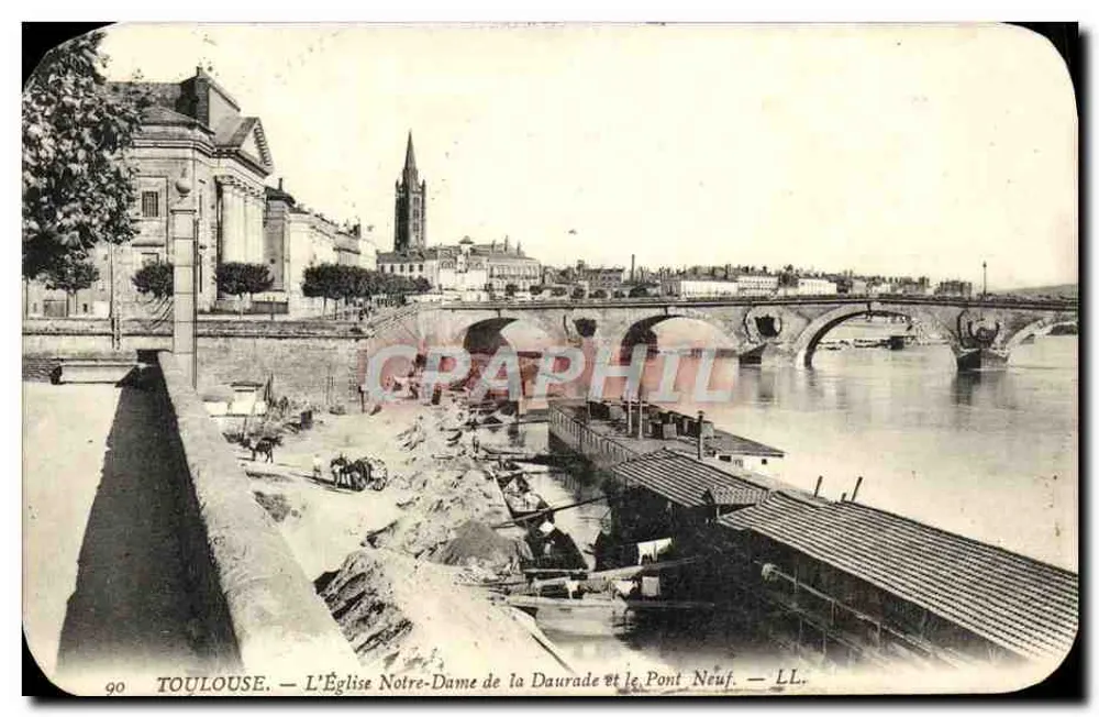Toulouse — Die Kirche Notre-Dame de la Daurade und der Pont Neuf — LL. - Vorderseite