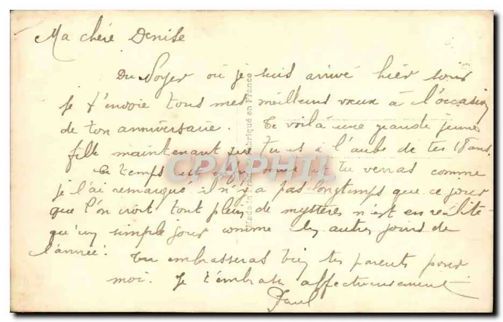 Rosas — Aniversário — DéDé, Paris, n°1693 - Verso