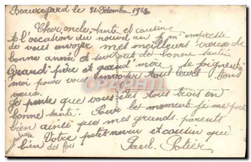 शीतकालीन दृश्य — बर्फ से ढ़की घर, एक आदमी छड़ी के साथ — SAPi पेरिस 1489 - पीछे