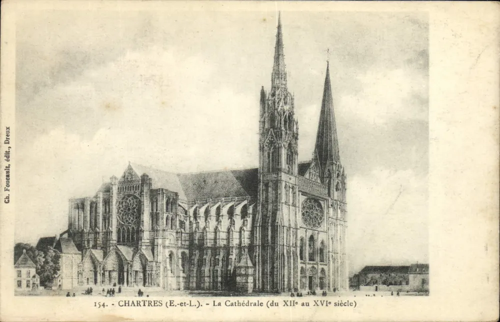 Chartres (E.-et-L.) - A Catedral (do XII ao XVI século) — Ch. Focenault, Dreux, n°154 - Frente