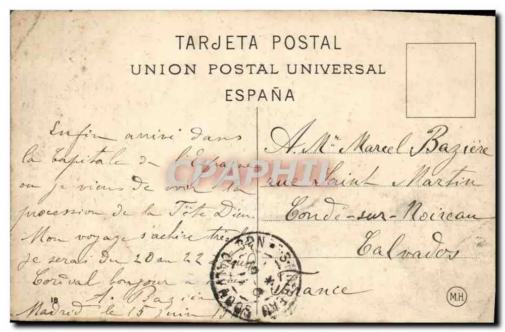 Madrid — Palacio Real — Entrada al Campo del Moro — Union Postal Española - Rückseite