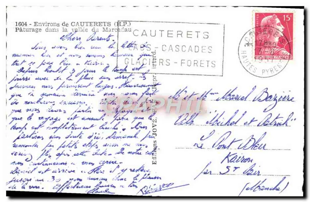 Umgebung von Cauterets — Weide in der Marcécau-Tal — Éditions Jové, n° 1604 - Rückseite