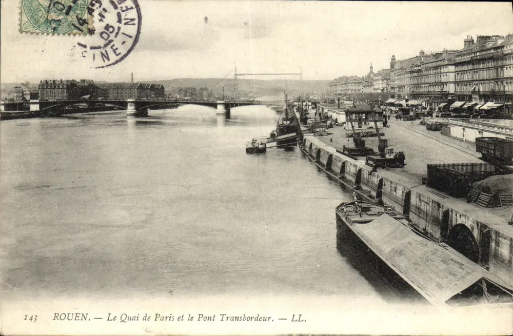 Rouen — Le Quai de Paris et le Pont Transbordeur — LL. n° 143 - Vorderseite
